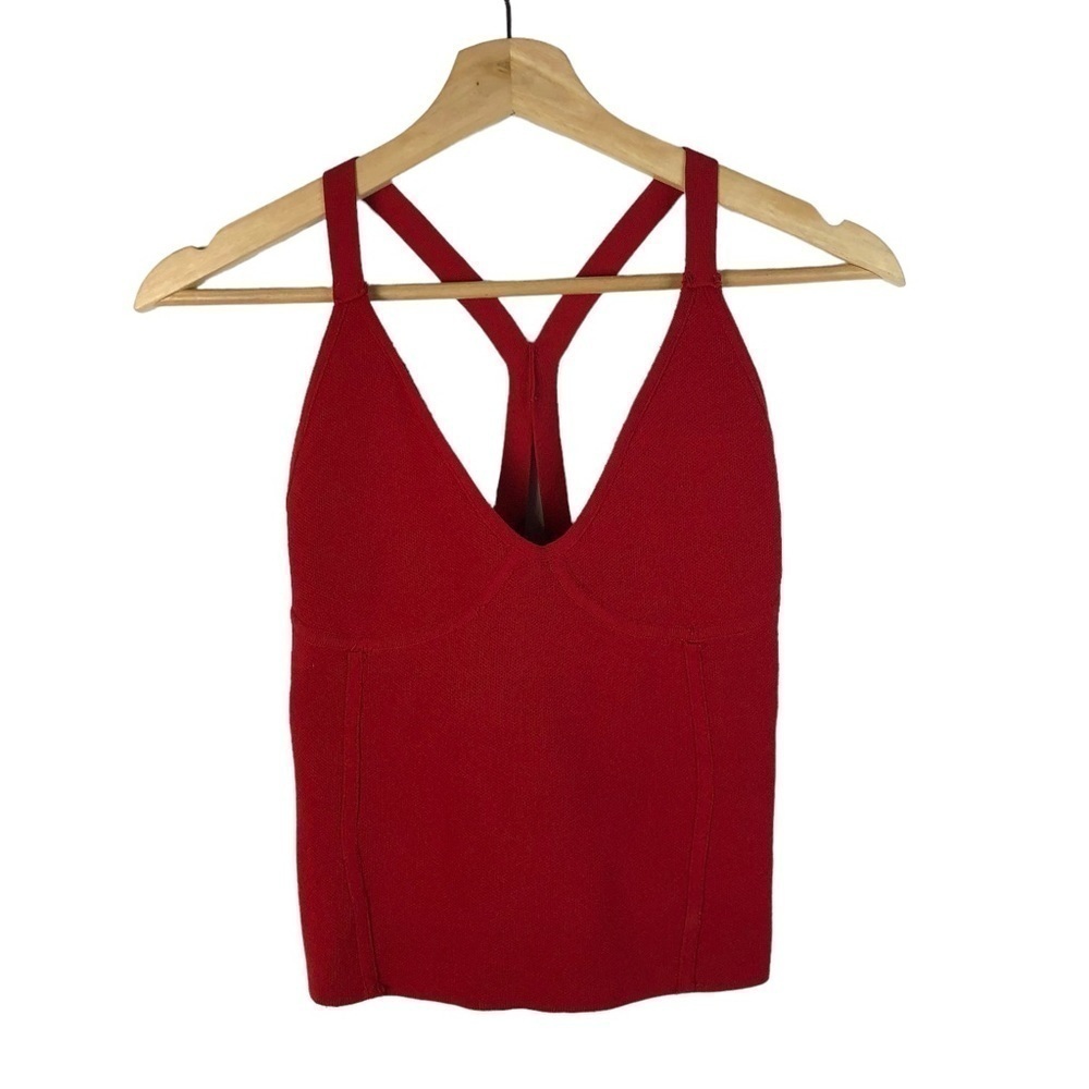 Zara Knit Red V-Neck Bandage Fitted Tank Top S